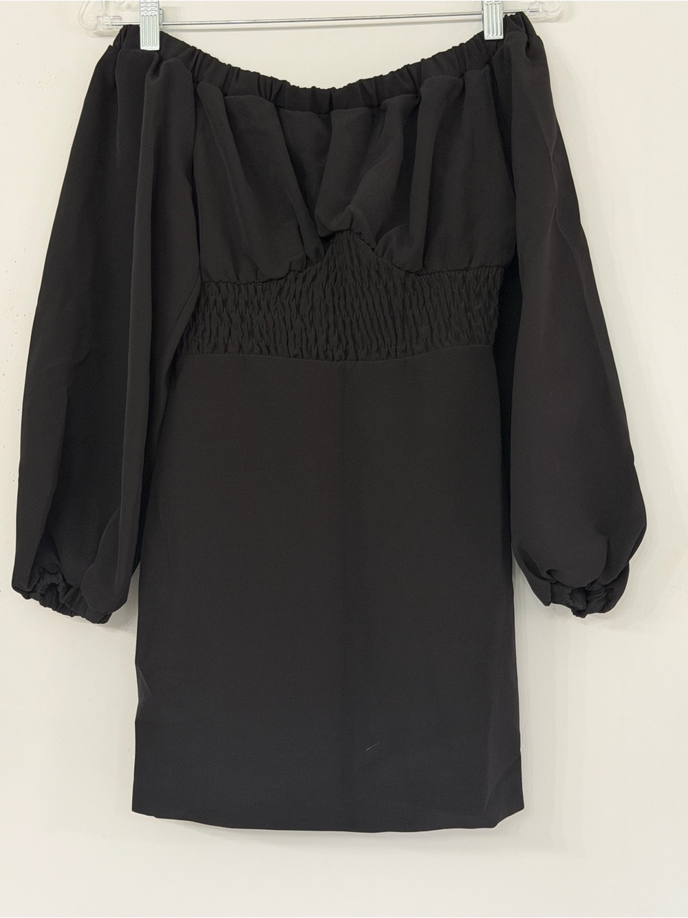 New With Tag NBD x Revolve black off-shoulder balloon sleeve mini dress size XXS